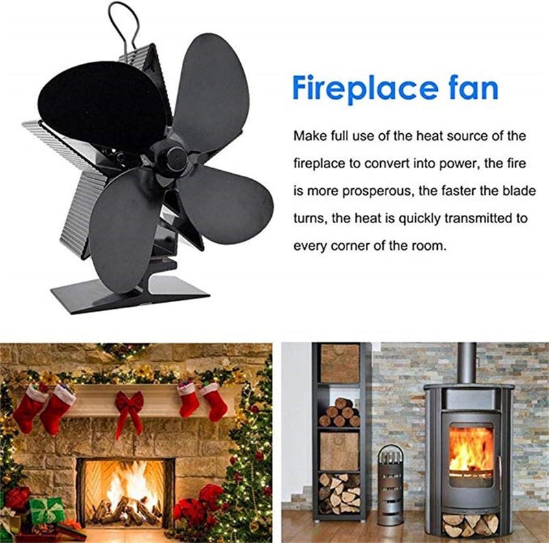 woobles Stove Fan | Christmas Four-Leaf Fireplace Fan Heat Powered,Silent Stove Red Thermoelectric Fan Christmas Star Gold Warm Air Fan for Wood Stoves - Image 2